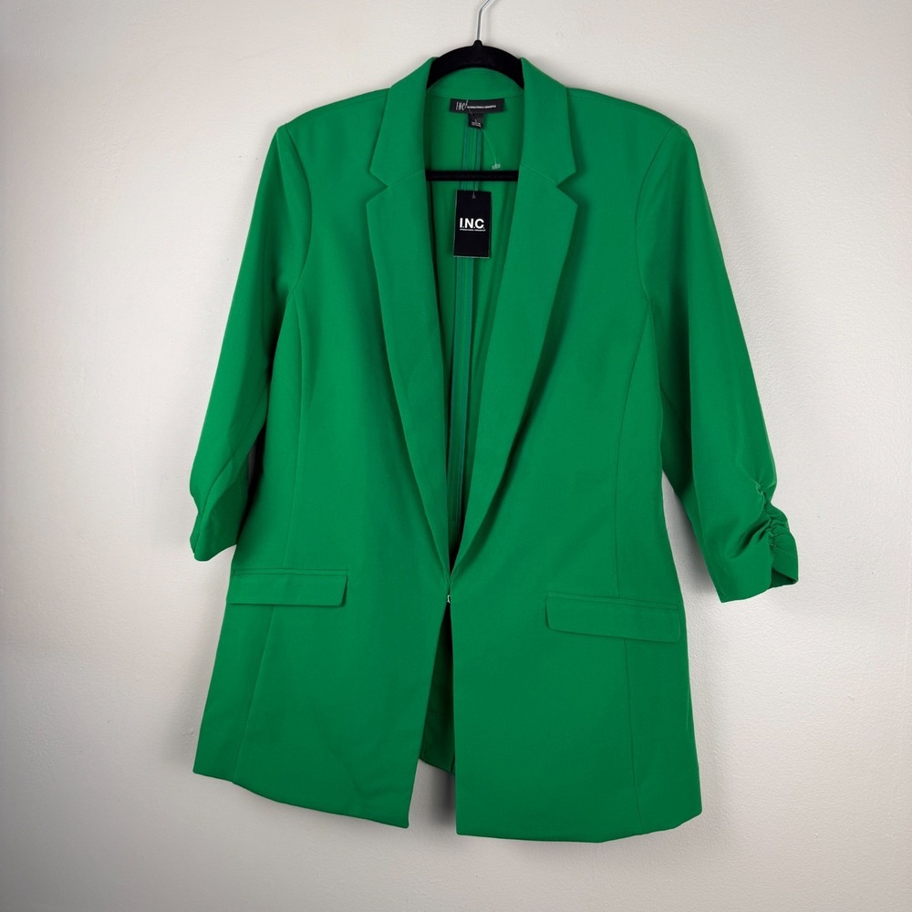International Concepts Blazer Jacket Womens L Green Classic Notch Lapel Collared - Picture 7 of 16